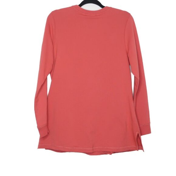 D & Co Active Coral‎ Crewneck Sweater Pullover Side Slit Pockets Size Small - Picture 5 of 5